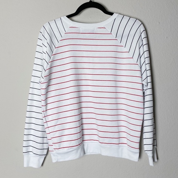 Wildfox Simple Stripe White Raglan Sleeve Crewneck Sweatshirt - Picture 9 of 11